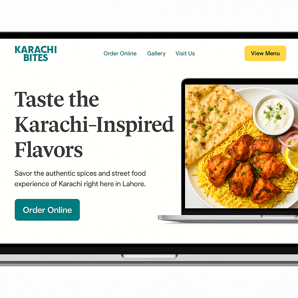 Screenshot of a restaurant website