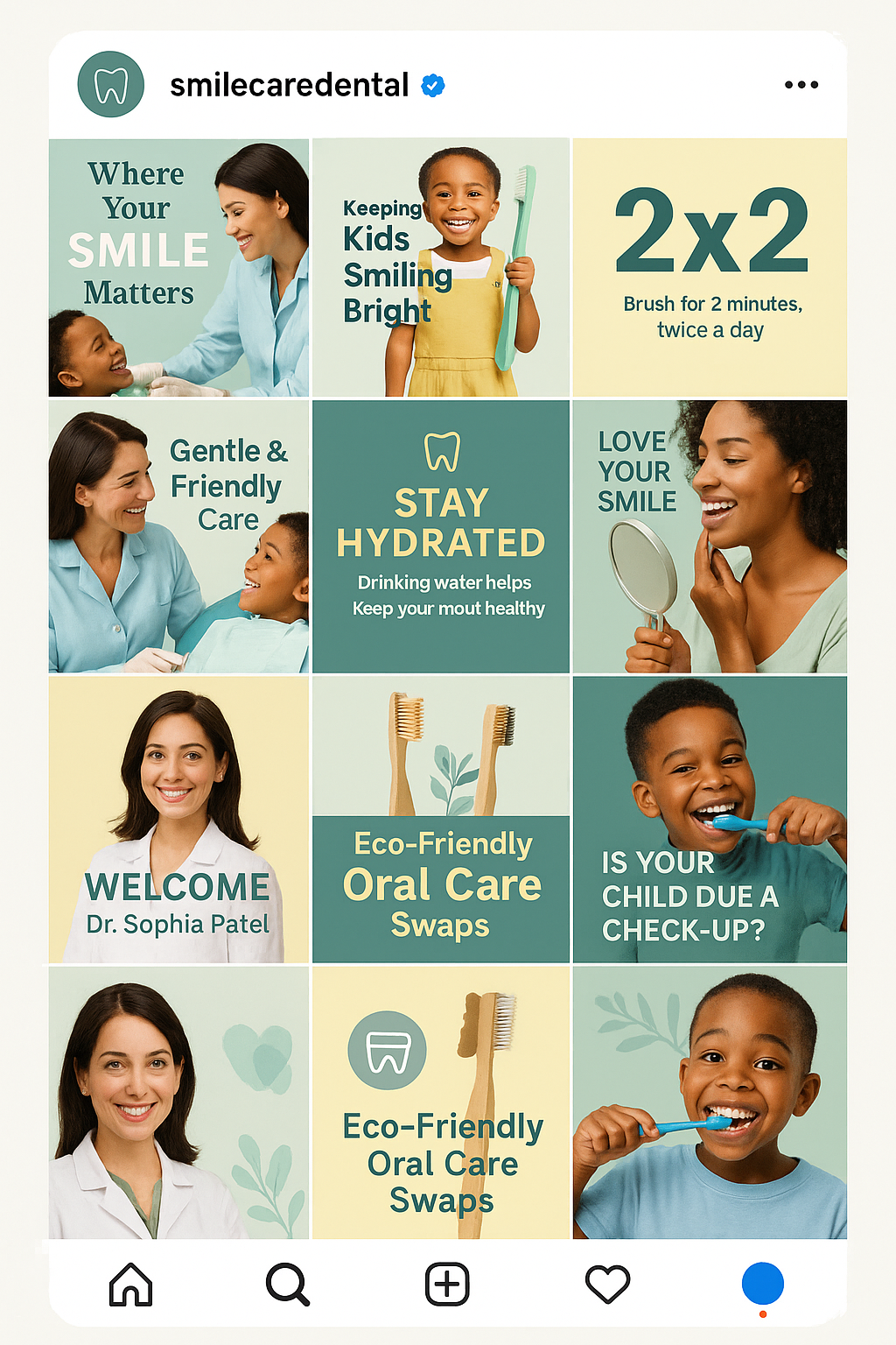 Instagram grid for a dental clinic